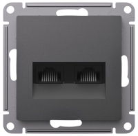 Розетка компьютерная 2-м AtlasDesign RJ45+RJ45 кат.5E механизм базальт SE ATN001485 ТехноИмпульс