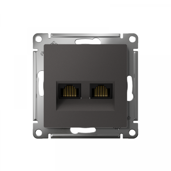 Розетка компьютерная 2-м AtlasDesign RJ45+RJ45 кат.5E механизм базальт SE ATN001485 ТехноИмпульс