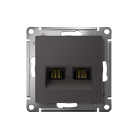 Розетка компьютерная 2-м AtlasDesign RJ45+RJ45 кат.5E механизм базальт SE ATN001485 ТехноИмпульс