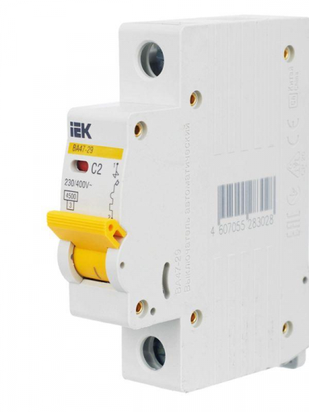 Выключатель автоматический модульный 1п C 2А 4.5кА ВА47-29 KARAT IEK MVA20-1-002-C ТехноИмпульс