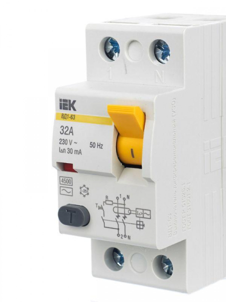 Выключатель дифференциального тока (УЗО) 2п 32А 30мА тип AC ВД1-63 KARAT IEK MDV10-2-032-030 ТехноИмпульс