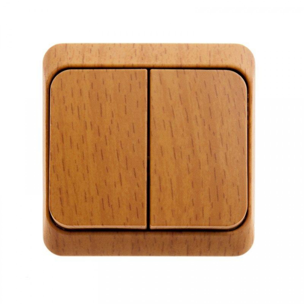 Выключатель 2-кл. ОП Этюд Дача 10А IP20 бук SE BA10-002T ТехноИмпульс