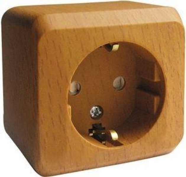 Розетка 1-м ОП Этюд Дача 16А IP20 250В с заземл. защ. шторки бук SE PA16-004T ТехноИмпульс