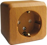 Розетка 1-м ОП Этюд Дача 16А IP20 250В с заземл. защ. шторки бук SE PA16-004T ТехноИмпульс