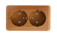 Розетка 2-м ОП Этюд Дача 16А IP20 250В с заземл. защ. шторки бук SE PA16-008T ТехноИмпульс