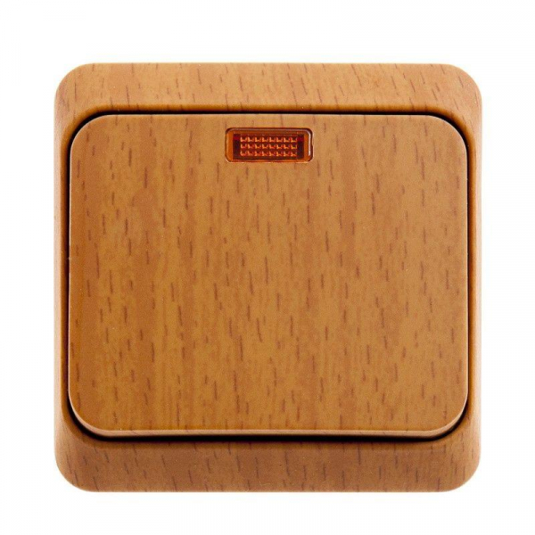 Выключатель 1-кл. ОП Этюд Дача 10А IP20 с подсветкой бук SE BA10-005T ТехноИмпульс