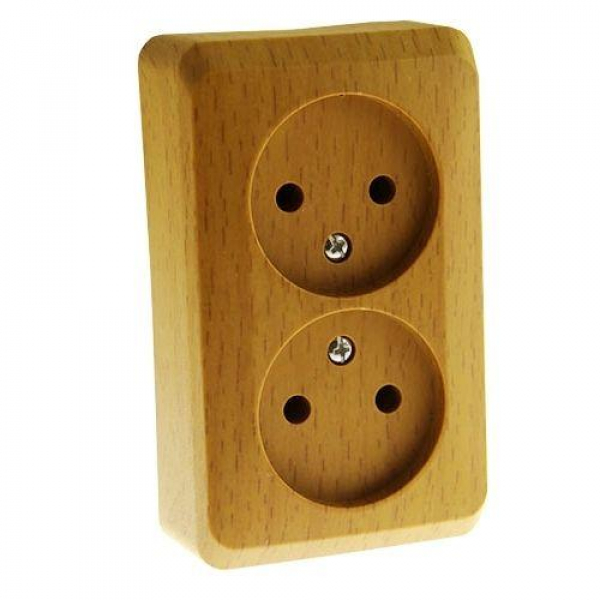 Розетка 2-м ОП Этюд Дача 16А IP20 250В без заземл. без защ. шторок бук SE PA16-005T ТехноИмпульс