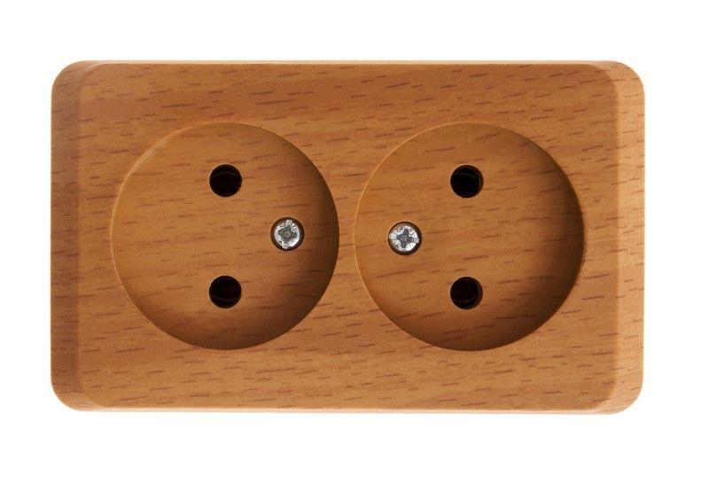 Розетка 2-м ОП Этюд Дача 16А IP20 250В без заземл. без защ. шторок бук SE PA16-005T ТехноИмпульс