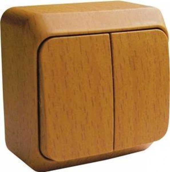 Выключатель 2-кл. ОП Этюд Дача 10А IP20 с подсветкой бук SE BA10-006T ТехноИмпульс