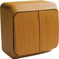 Выключатель 2-кл. ОП Этюд Дача 10А IP20 с подсветкой бук SE BA10-006T ТехноИмпульс