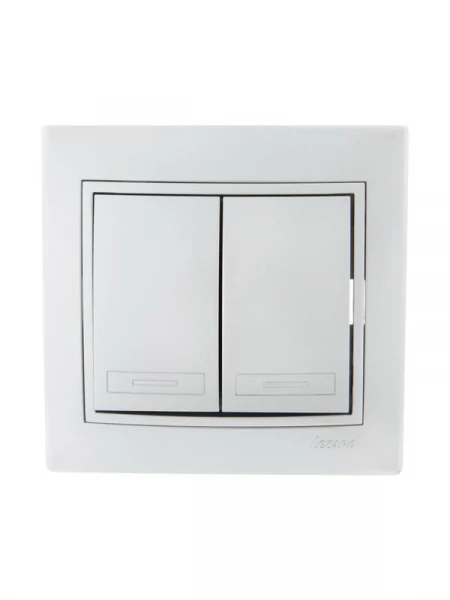 Выключатель 2-кл. СП Mira 10А IP20 со вставкой сер. метал. LEZARD 701-1010-101 ТехноИмпульс