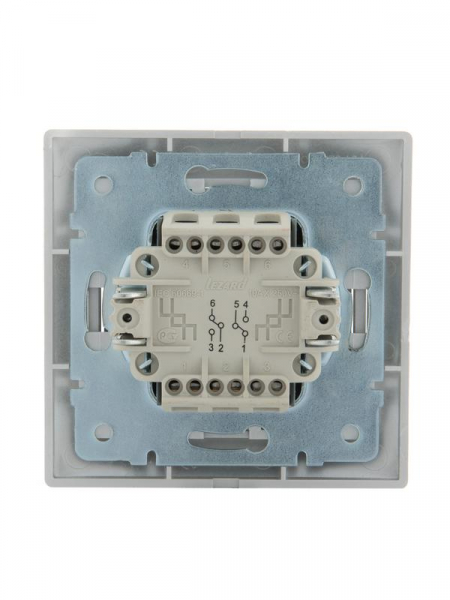 Переключатель проходной 2-кл. СП Mira 10А IP20 со вставкой сер. метал. LEZARD 701-1010-106 ТехноИмпульс