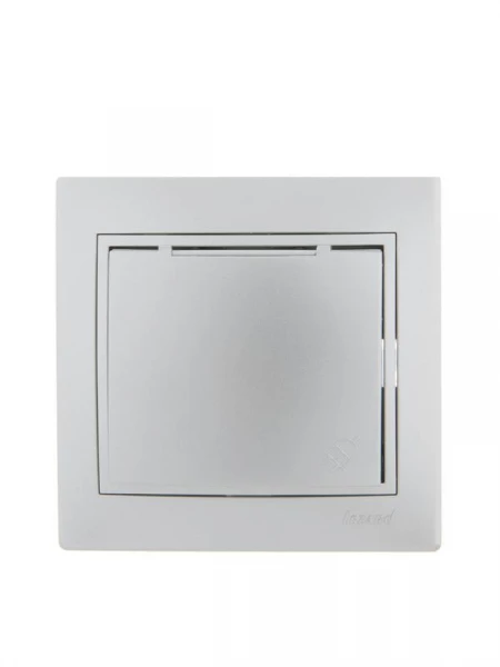 Розетка 1-м СП Mira 16А IP20 с заземл. с защ. крышкой со вставкой керамика сер. метал. LEZARD 701-1010-123 ТехноИмпульс