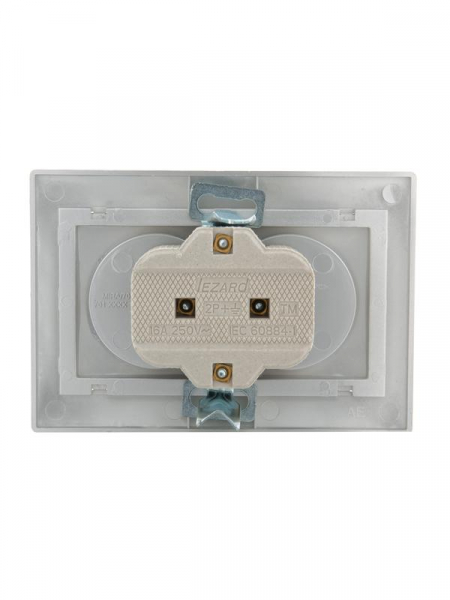 Розетка 2-м СП Mira 16А IP20 без заземл. со вставкой керамика сер. метал. LEZARD 701-1010-128 ТехноИмпульс