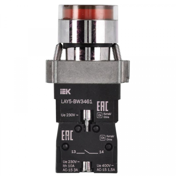 Кнопка LAY5-BW3461 1НО с подсветкой красн. KARAT IEK BBT50-BW-K04 ТехноИмпульс