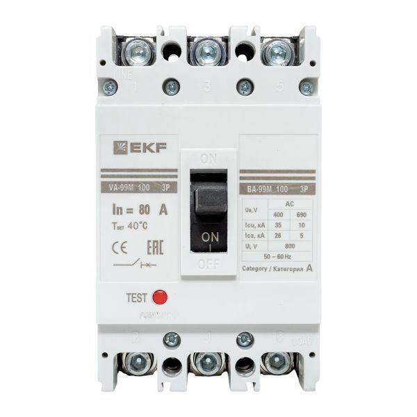 Выключатель автоматический 3п 100/80А 35кА ВА-99М PROxima EKF mccb99-100-80m ТехноИмпульс