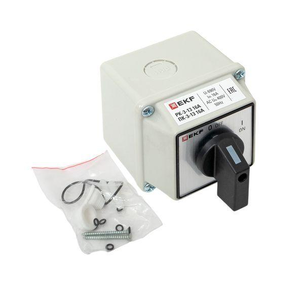 Переключатель кулачковый ПК-3-13 3П 16А "ВКЛ-ВЫКЛ" IP54 EKF pk-3-13-16 ТехноИмпульс
