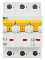 Выключатель автоматический модульный 3п C 16А 6кА ВА47-60M KARAT IEK MVA31-3-016-C ТехноИмпульс