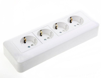 Розетка 4-м ОП Blanca / Прима 16А IP20 250В с заземл. защ. шторки с монтажн. пластиной (опт. упак.) бел. SE RA16-411M-B ТехноИмпульс