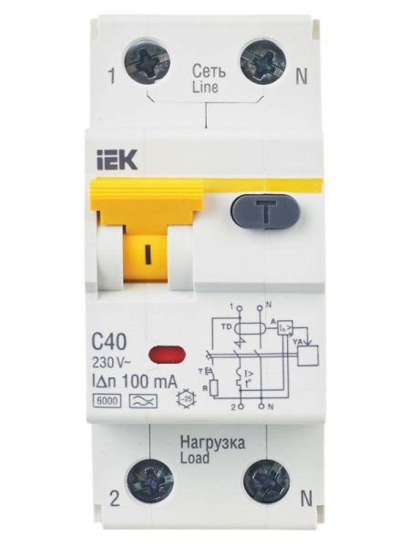 Выключатель автоматический дифференциального тока 2п (1P+N) C 40А 100мА тип A 6кА АВДТ-32 KARAT IEK MAD22-5-040-C-100 ТехноИмпульс