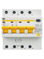Выключатель автоматический дифференциального тока 4п C 16А 30мА тип AC 4.5кА АД-14 KARAT IEK MAD10-4-016-C-030 ТехноИмпульс