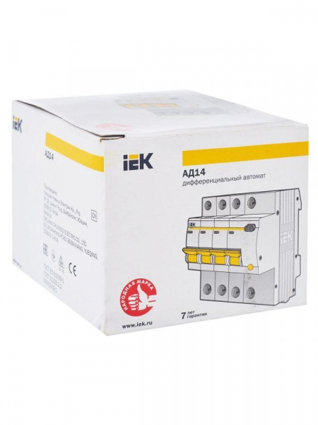 Выключатель автоматический дифференциального тока 4п C 16А 30мА тип AC 4.5кА АД-14 KARAT IEK MAD10-4-016-C-030 ТехноИмпульс