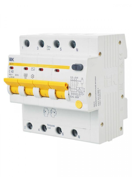 Выключатель автоматический дифференциального тока 4п C 40А 30мА тип AC 4.5кА АД-14 KARAT IEK MAD10-4-040-C-030 ТехноИмпульс