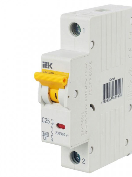 Выключатель автоматический модульный 1п C 25А 6кА ВА47-60M KARAT IEK MVA31-1-025-C ТехноИмпульс