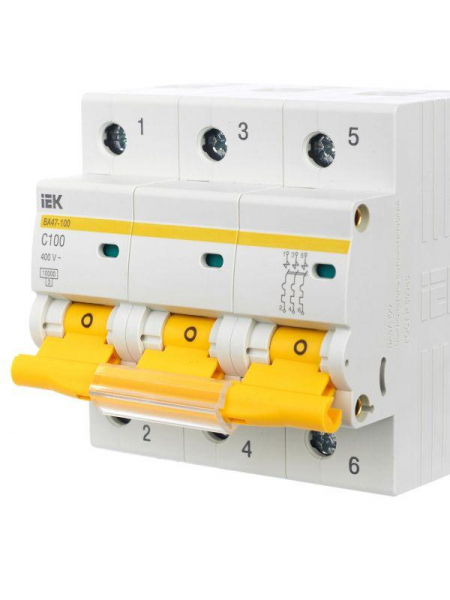 Выключатель автоматический модульный 3п C 100А 10кА ВА47-100 KARAT IEK MVA40-3-100-C ТехноИмпульс