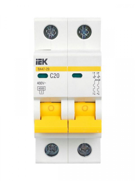 Выключатель автоматический модульный 2п C 20А 4.5кА ВА47-29 KARAT IEK MVA20-2-020-C ТехноИмпульс