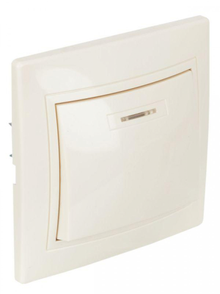 Выключатель 1-кл. СП Кварта 10А IP20 ВС10-1-1-ККм с индикацией крем. GENERICA EVK11-K33-10-DM ТехноИмпульс