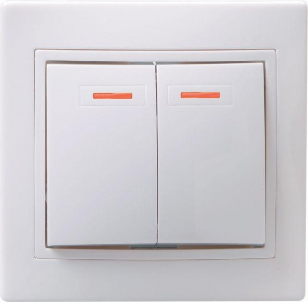 Выключатель 2-кл. СП Кварта 10А IP20 ВС10-2-1-КБ с индикацией бел. GENERICA EVK21-K01-10-DM ТехноИмпульс