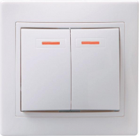 Выключатель 2-кл. СП Кварта 10А IP20 ВС10-2-1-КБ с индикацией бел. GENERICA EVK21-K01-10-DM ТехноИмпульс