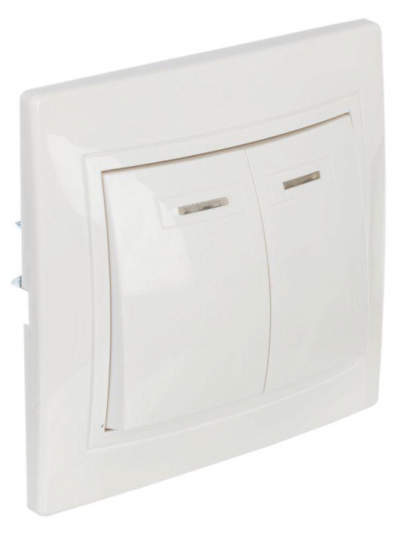 Выключатель 2-кл. СП Кварта 10А IP20 ВС10-2-1-КБ с индикацией бел. GENERICA EVK21-K01-10-DM ТехноИмпульс