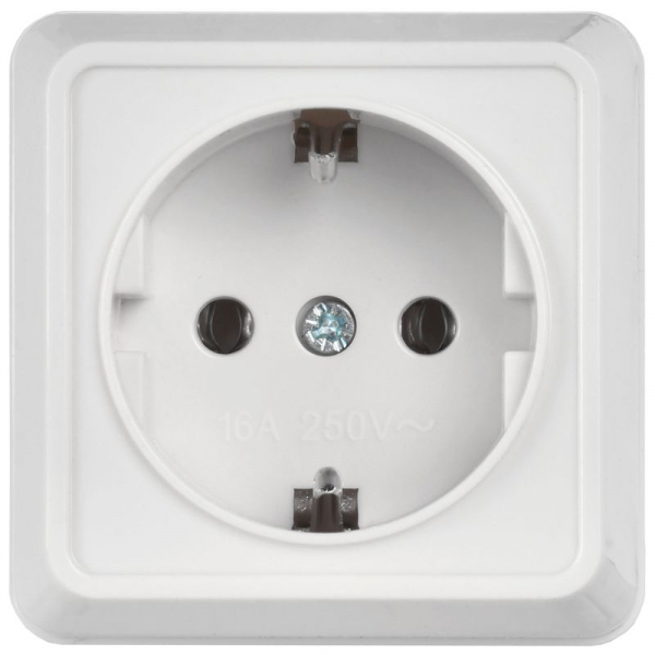 Розетка 1-м ОП Октава РС20-3-ОБ 16А IP20 с заземл. бел. GENERICA ERO11-K01-16-DC ТехноИмпульс