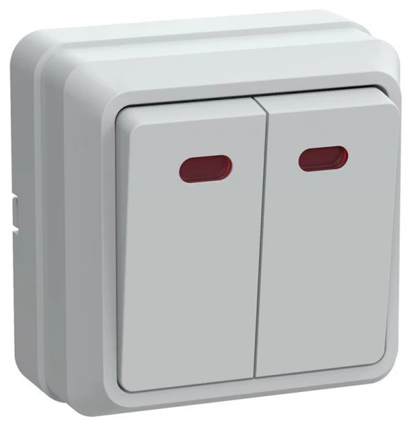 Выключатель 2-кл. ОП Октава 10А IP20 ВС20-2-1-ОБ с индикацией бел. GENERICA EVO21-K01-10-DC ТехноИмпульс