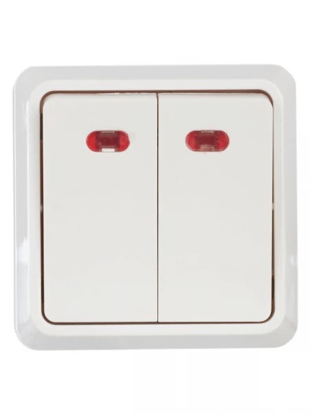 Выключатель 2-кл. ОП Октава 10А IP20 ВС20-2-1-ОБ с индикацией бел. GENERICA EVO21-K01-10-DC ТехноИмпульс