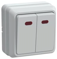 Выключатель 2-кл. ОП Октава 10А IP20 ВС20-2-1-ОБ с индикацией бел. GENERICA EVO21-K01-10-DC ТехноИмпульс