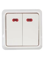 Выключатель 2-кл. ОП Октава 10А IP20 ВС20-2-1-ОБ с индикацией бел. GENERICA EVO21-K01-10-DC ТехноИмпульс