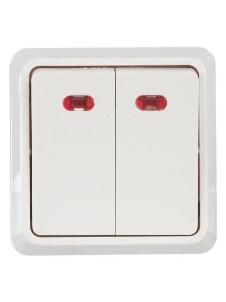 Выключатель 2-кл. ОП Октава 10А IP20 ВС20-2-1-ОБ с индикацией бел. GENERICA EVO21-K01-10-DC ТехноИмпульс