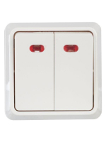 Выключатель 2-кл. ОП Октава 10А IP20 ВС20-2-1-ОБ с индикацией бел. GENERICA EVO21-K01-10-DC ТехноИмпульс