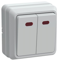 Выключатель 2-кл. ОП Октава 10А IP20 ВС20-2-1-ОБ с индикацией бел. GENERICA EVO21-K01-10-DC ТехноИмпульс