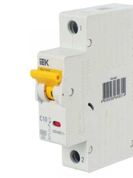 Выключатель автоматический модульный 1п C 10А 6кА ВА47-60M KARAT IEK MVA31-1-010-C ТехноИмпульс