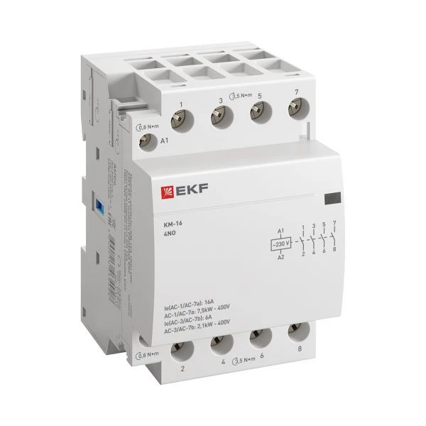 Контактор модульный КМ 16А 4NО (3 мод.) EKF km-3-16-40 ТехноИмпульс