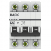 Выключатель автоматический модульный 3п C 50А 4.5кА ВА 47-29 Basic EKF mcb4729-3-50C ТехноИмпульс