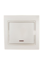 Выключатель 1-кл. СП Mira 10А IP20 с подсветкой со вставкой жемчуж./бел. перламутр. LEZARD 701-3030-111 ТехноИмпульс