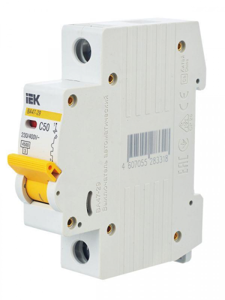 Выключатель автоматический модульный 1п C 50А 4.5кА ВА47-29 KARAT IEK MVA20-1-050-C ТехноИмпульс