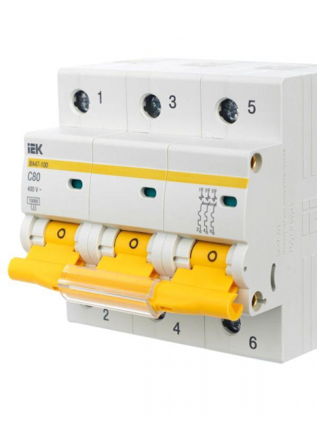 Выключатель автоматический модульный 3п C 80А 10кА ВА47-100 KARAT IEK MVA40-3-080-C ТехноИмпульс