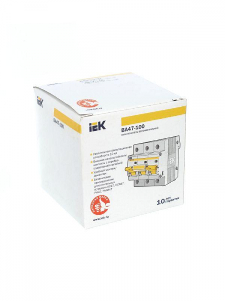 Выключатель автоматический модульный 3п C 80А 10кА ВА47-100 KARAT IEK MVA40-3-080-C ТехноИмпульс
