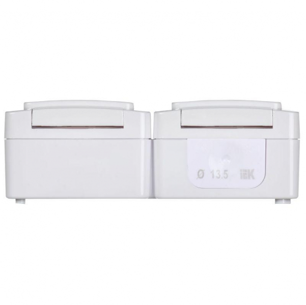 Розетка 2-м ОП Гермес Plus РСб22-3-ГПБб 16А IP54 с заземл. с крышкой бел. IEK ERMP22-K01-16-54-EC ТехноИмпульс